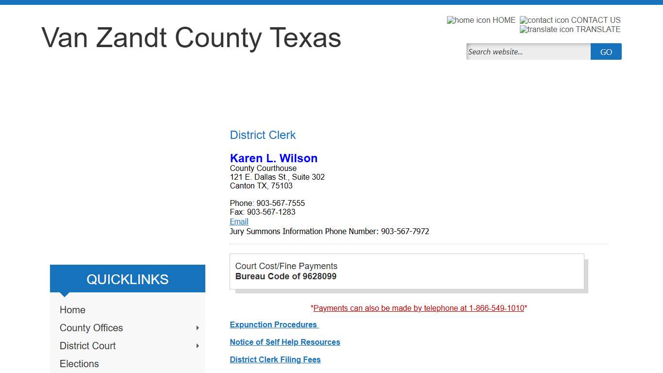 District Clerk - Van Zandt County