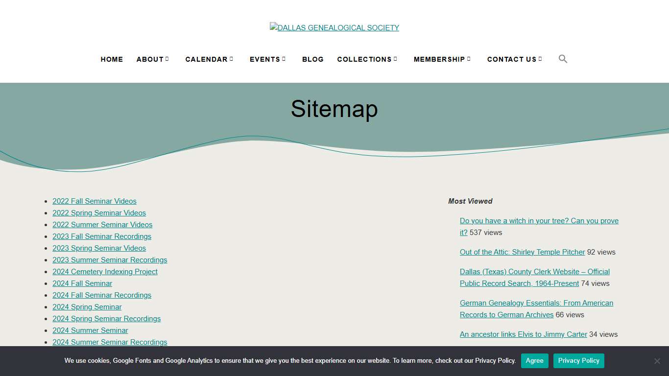 Sitemap – DALLAS GENEALOGICAL SOCIETY