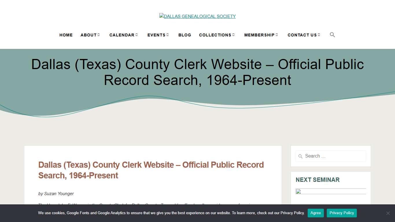 Dallas (Texas) County Clerk Website – Official Public Record Search, 1964-Present – DALLAS GENEALOGICAL SOCIETY